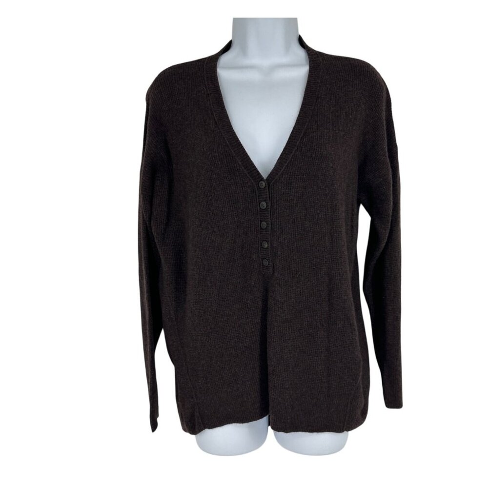 Madewell Women's Asherton Waffle Henley Sweater Brown NC737 Size S